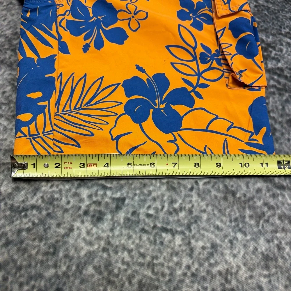 NWT VTG Polo Ralph Lauren Board Shorts Youth Medium Orange Blue Tropical Flora